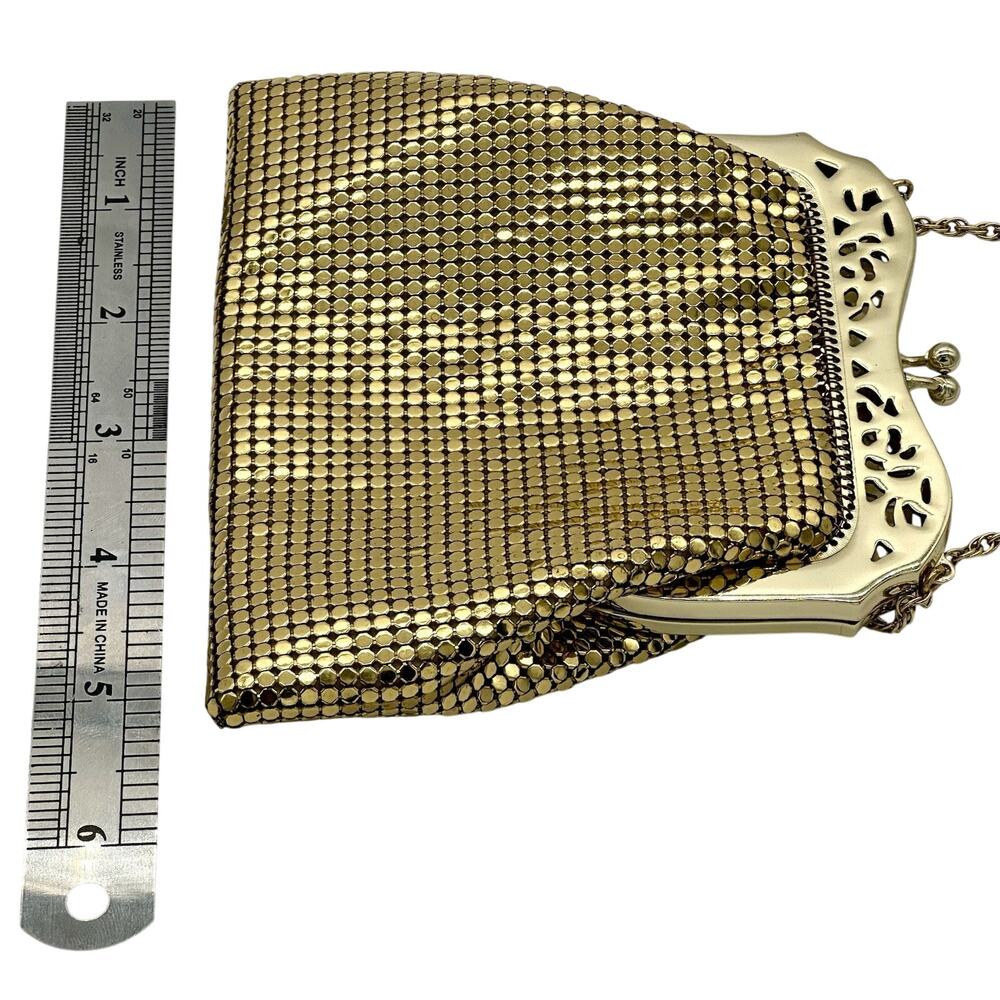 Whiting & Davis Mesh Purse Art Deco Gold Tone Vintage Evening Bag Chain Strap - Picture 8 of 9